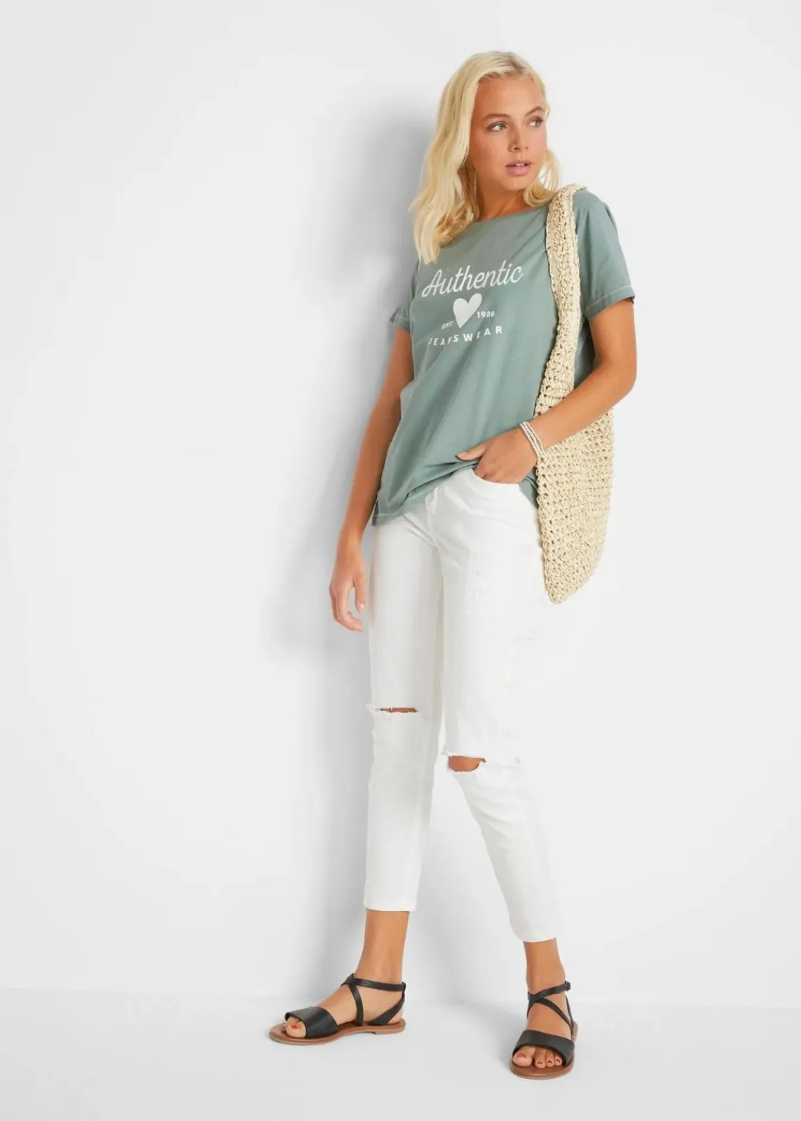 bonprix Shirts & Tops^T-Shirt rauchgrün bedruckt