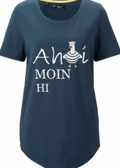 bonprix Shirts & Tops|Nachhaltigere Materialien^T-Shirt aus Baumwollmix dunkelblau bedruckt