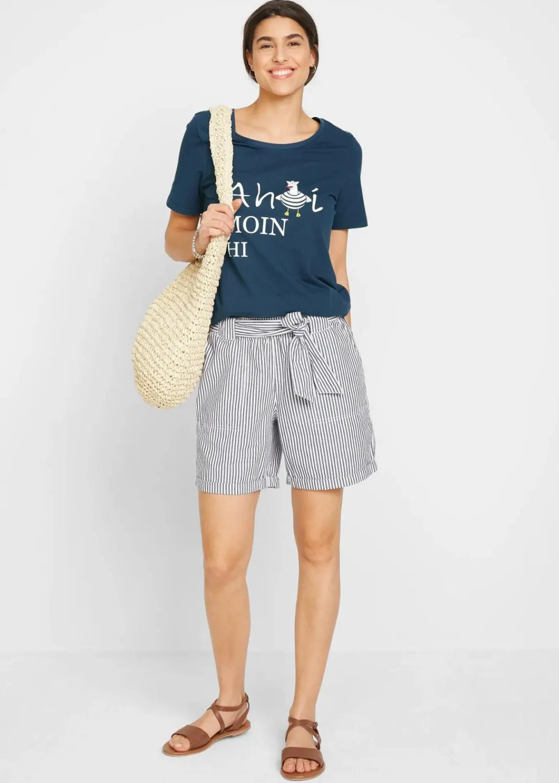 bonprix Shirts & Tops|Nachhaltigere Materialien^T-Shirt aus Baumwollmix dunkelblau bedruckt