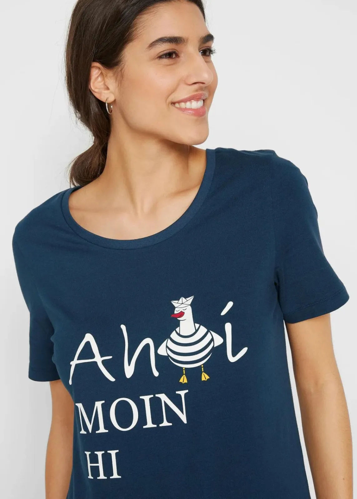 bonprix Shirts & Tops|Nachhaltigere Materialien^T-Shirt aus Baumwollmix dunkelblau bedruckt