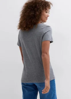 bonprix Nachhaltigere Materialien|Shirts & Tops^T-Shirt aus Baumwoll-Viskose-Mix grau meliert