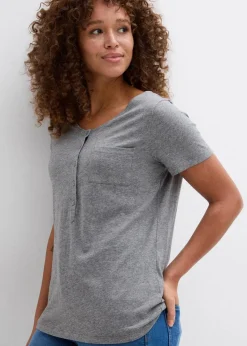 bonprix Nachhaltigere Materialien|Shirts & Tops^T-Shirt aus Baumwoll-Viskose-Mix grau meliert