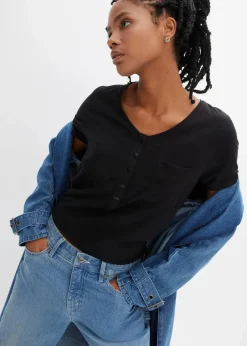 bonprix Shirts & Tops|Nachhaltigere Materialien^T-Shirt aus Baumwoll-Viskose-Mix schwarz