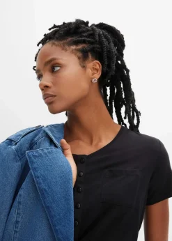 bonprix Shirts & Tops|Nachhaltigere Materialien^T-Shirt aus Baumwoll-Viskose-Mix schwarz