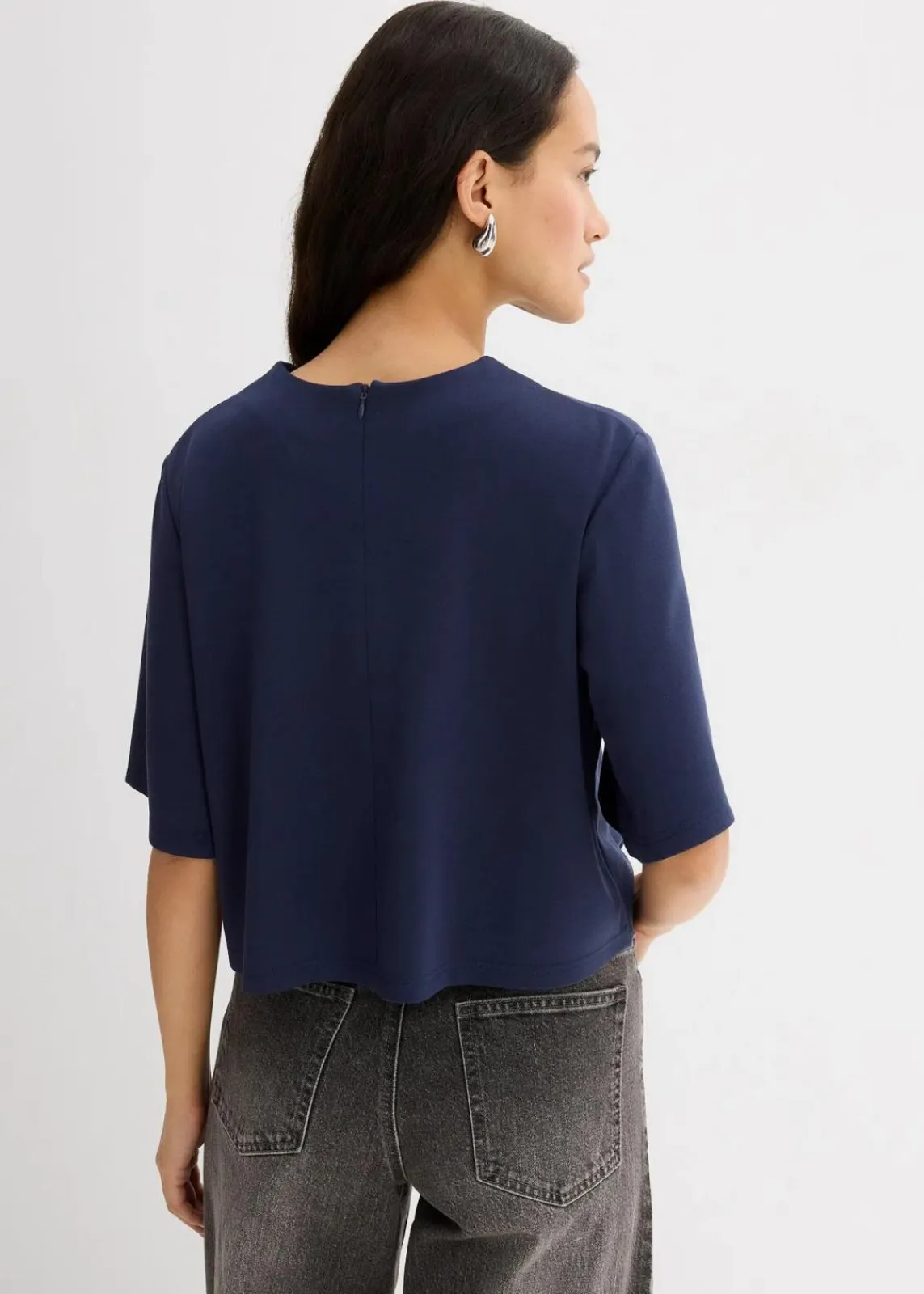 bonprix Shirts & Tops^T-Shirt aus bequemen Punto di Roma dunkelblau