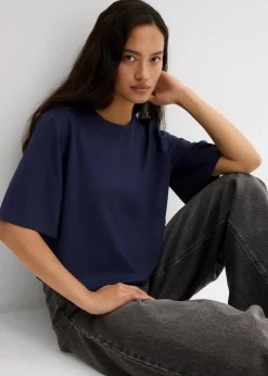 bonprix Shirts & Tops^T-Shirt aus bequemen Punto di Roma dunkelblau