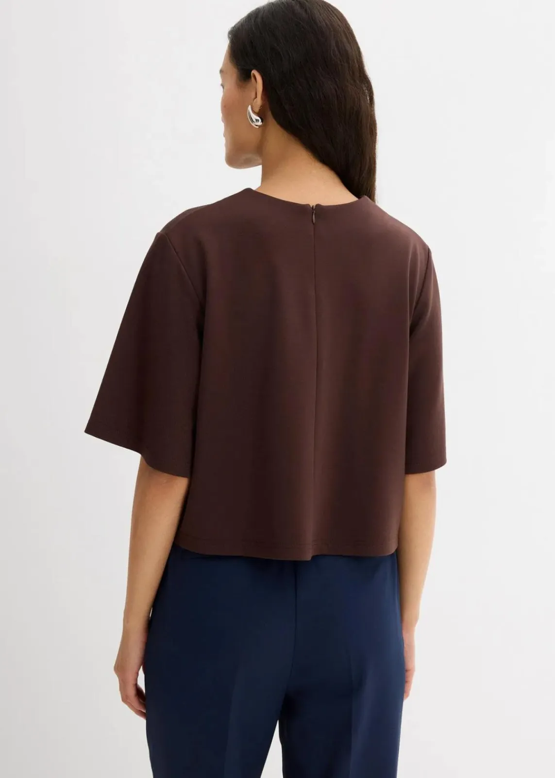 bonprix Shirts & Tops^T-Shirt aus bequemen Punto di Roma dunkelbraun