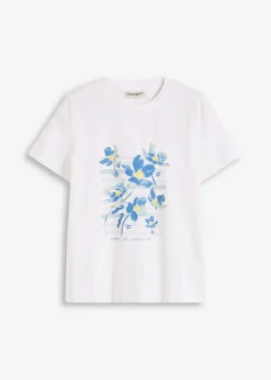 bonprix Shirts & Tops^T-Shirt aus elastischem Baumwoll-Mix weiß graphisch bedruckt