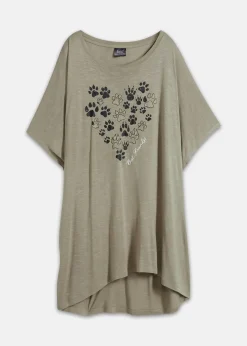 bonprix Nachhaltigere Materialien|Shirts & Tops^T-Shirt aus fließender Viskose new khaki graphisch bedruckt