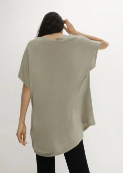 bonprix Nachhaltigere Materialien|Shirts & Tops^T-Shirt aus fließender Viskose new khaki graphisch bedruckt