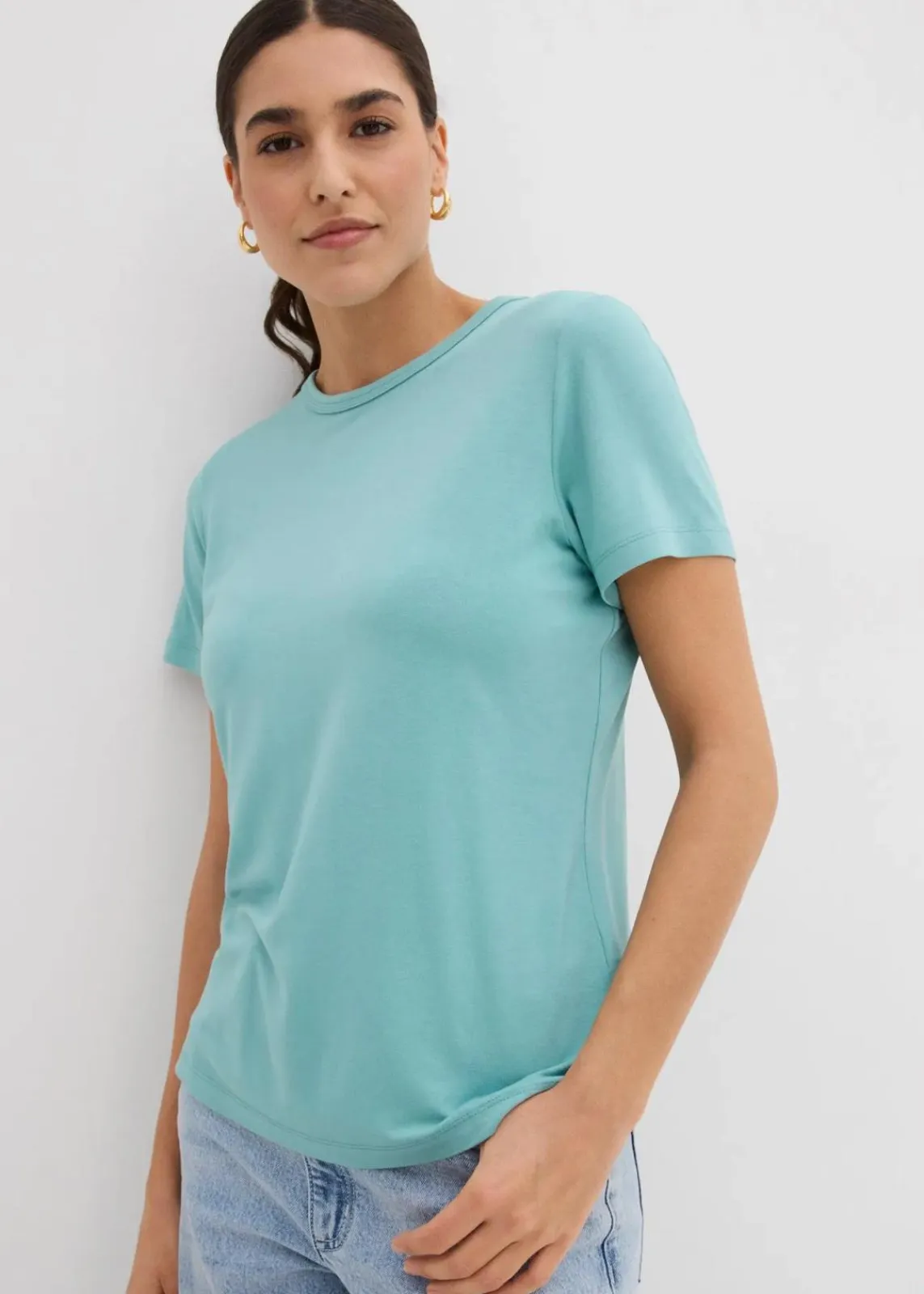 bonprix Nachhaltigere Materialien|Shirts & Tops^T-Shirt aus fließender Viskose helltürkis