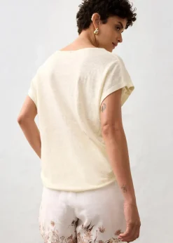 bonprix Nachhaltigere Materialien|Shirts & Tops^T-Shirt aus reinem Leinen mit Spitze wollweiß