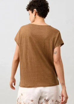 bonprix Premium|Shirts & Tops^T-Shirt aus reinem Leinen mit Spitze cognac braun