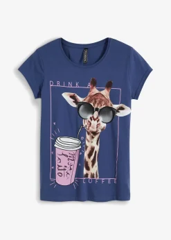bonprix Shirts & Tops^T-Shirt aus reiner Baumwolle indigo bedruckt