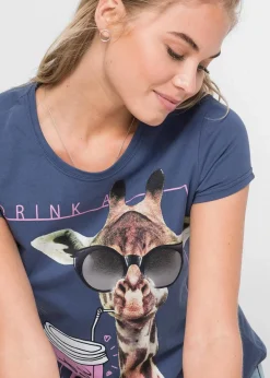bonprix Shirts & Tops^T-Shirt aus reiner Baumwolle indigo bedruckt