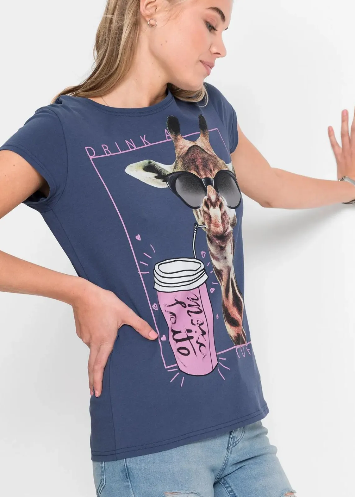 bonprix Shirts & Tops^T-Shirt aus reiner Baumwolle indigo bedruckt