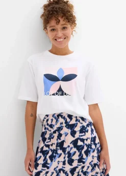 bonprix Shirts & Tops|Nachhaltigere Materialien^T-Shirt aus reiner Baumwolle weiß graphisch bedruckt