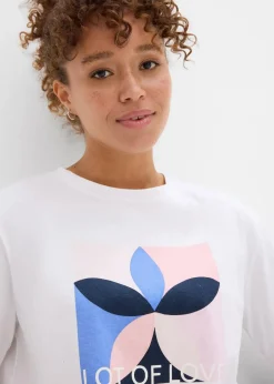 bonprix Shirts & Tops|Nachhaltigere Materialien^T-Shirt aus reiner Baumwolle weiß graphisch bedruckt