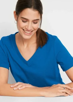 bonprix Shirts & Tops|Basics^T-Shirt aus reiner Baumwolle azurblau