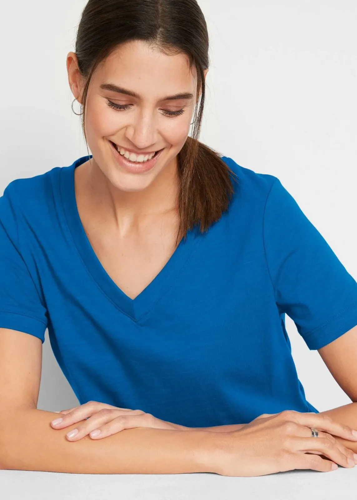 bonprix Shirts & Tops|Basics^T-Shirt aus reiner Baumwolle azurblau