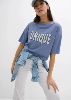 bonprix Shirts & Tops^T-Shirt aus reiner Baumwolle blau/weiß bedruckt