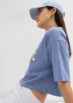 bonprix Shirts & Tops^T-Shirt aus reiner Baumwolle blau/weiß bedruckt