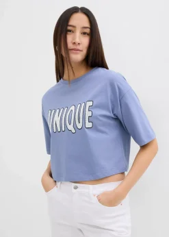 bonprix Shirts & Tops^T-Shirt aus reiner Baumwolle blau/weiß bedruckt