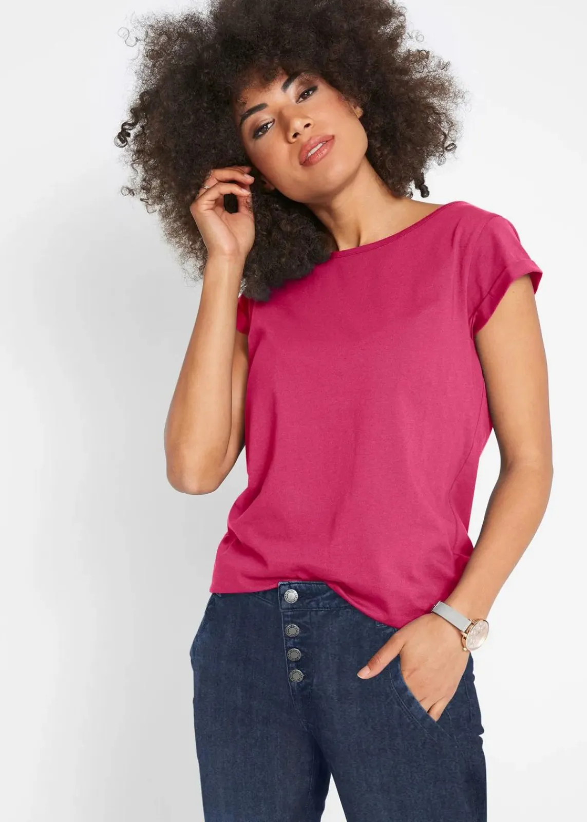 bonprix Shirts & Tops|Basics^T-Shirt aus reiner Baumwolle beerenrot