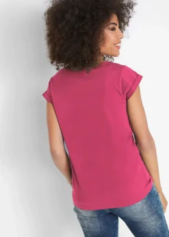bonprix Shirts & Tops|Basics^T-Shirt aus reiner Baumwolle beerenrot