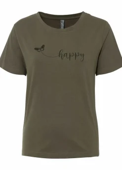 bonprix Shirts & Tops^T-Shirt aus reiner Baumwolle dunkeloliv