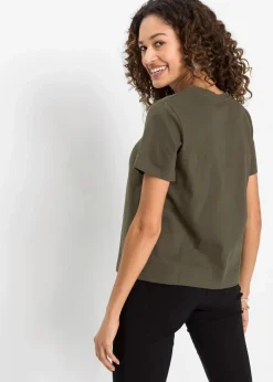 bonprix Shirts & Tops^T-Shirt aus reiner Baumwolle dunkeloliv