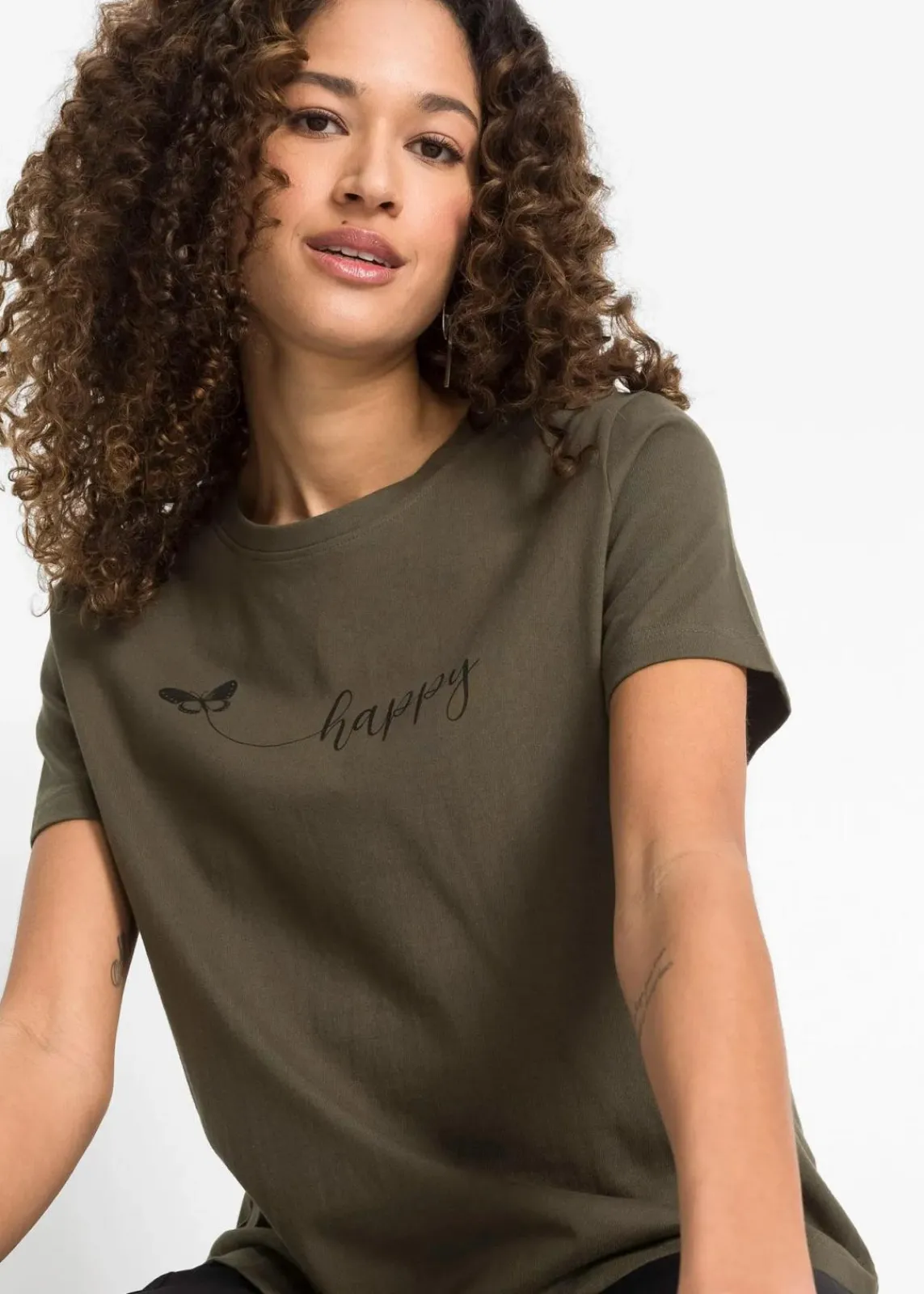 bonprix Shirts & Tops^T-Shirt aus reiner Baumwolle dunkeloliv