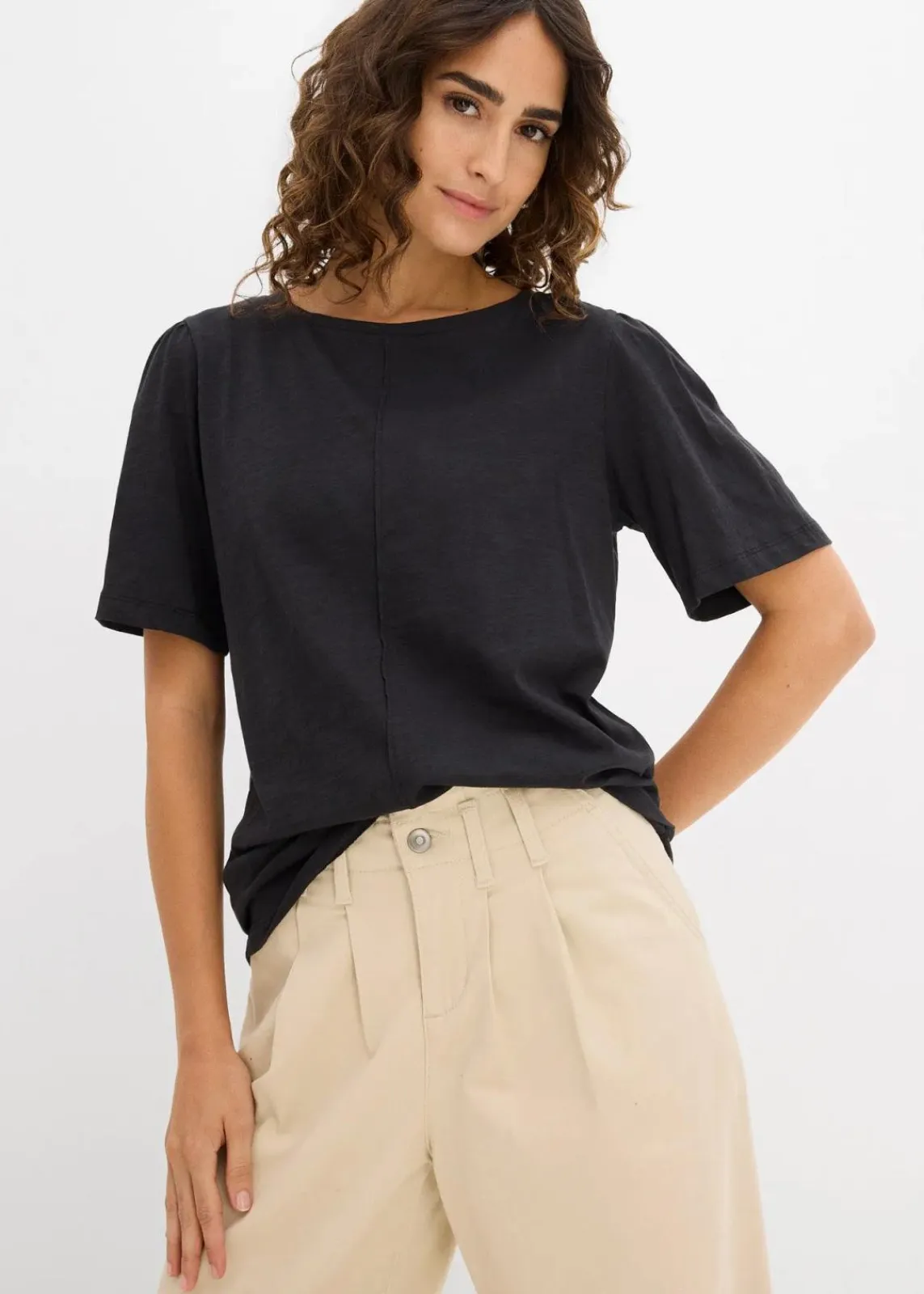 bonprix Nachhaltigere Materialien|Shirts & Tops^T-Shirt aus reiner Baumwolle schwarz