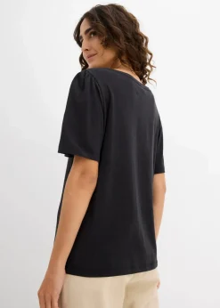 bonprix Nachhaltigere Materialien|Shirts & Tops^T-Shirt aus reiner Baumwolle schwarz