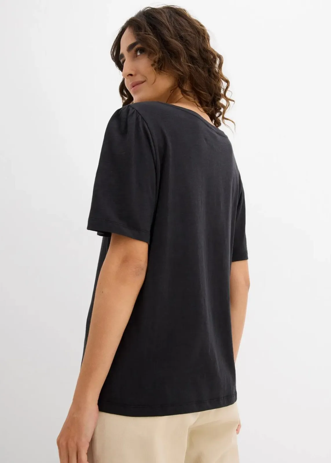 bonprix Nachhaltigere Materialien|Shirts & Tops^T-Shirt aus reiner Baumwolle schwarz