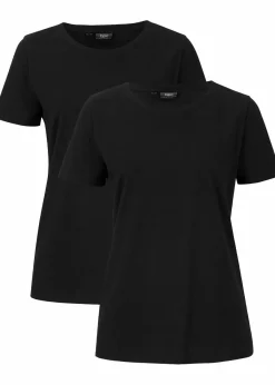 bonprix Bekleidung·Röcke|Basics^T-Shirt aus reiner Baumwolle (2er Pack) schwarz + schwarz