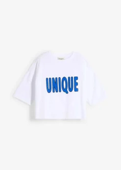 bonprix Shirts & Tops^T-Shirt aus reiner Baumwolle weiß/edelsteinblau bedruckt