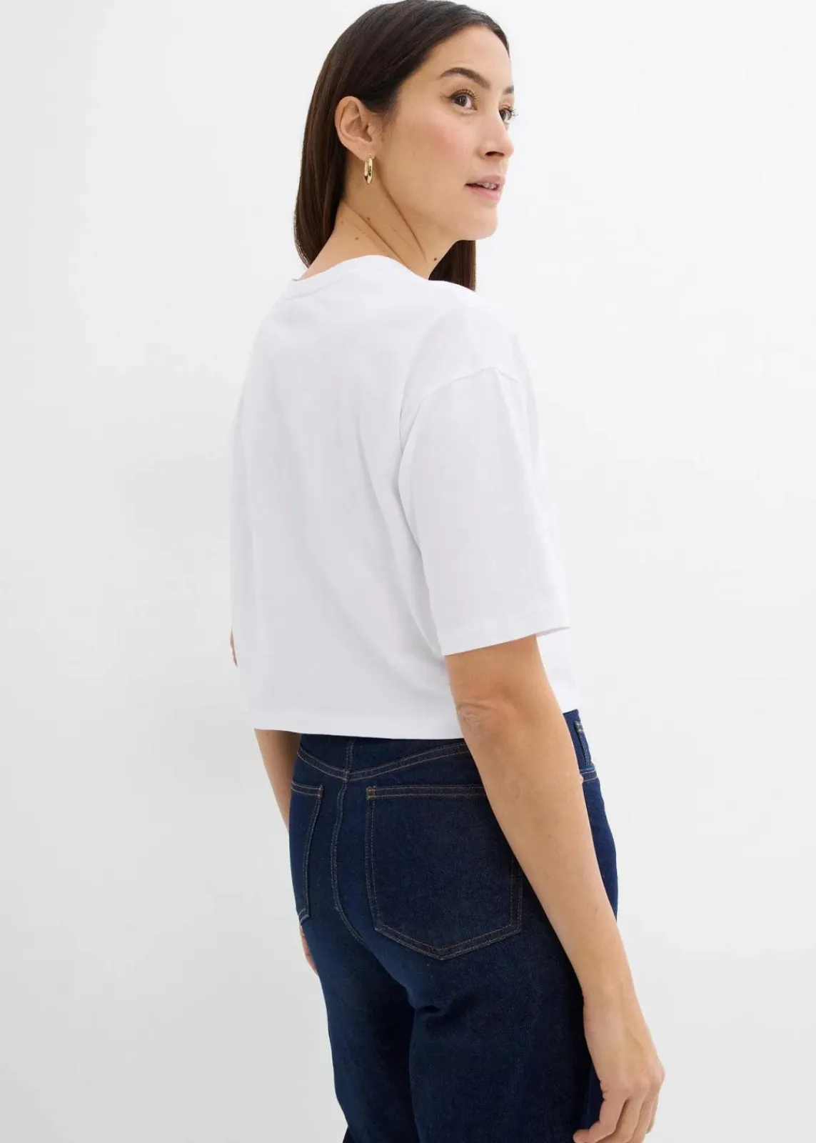 bonprix Shirts & Tops^T-Shirt aus reiner Baumwolle weiß/edelsteinblau bedruckt