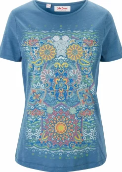 bonprix Nachhaltigere Materialien|Shirts & Tops^T-Shirt aus reiner Baumwolle jeansblau bedruckt