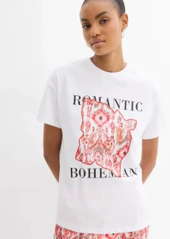 bonprix Shirts & Tops^T-Shirt aus reiner Baumwolle weiß/rot bedruckt