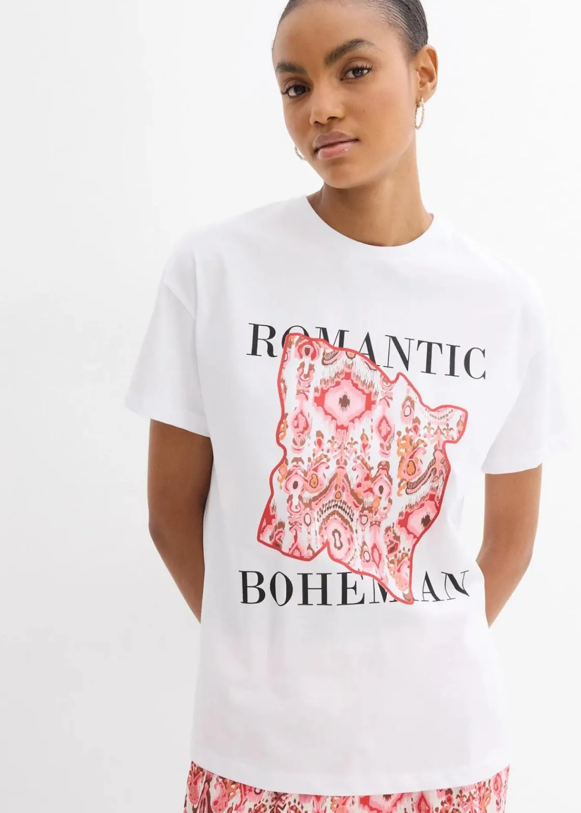 bonprix Shirts & Tops^T-Shirt aus reiner Baumwolle weiß/rot bedruckt