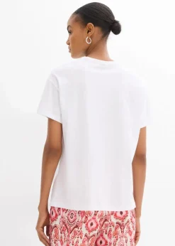 bonprix Shirts & Tops^T-Shirt aus reiner Baumwolle weiß/rot bedruckt