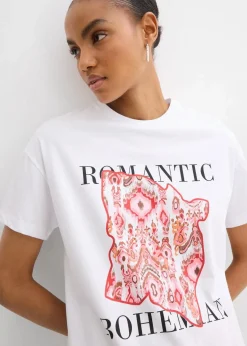 bonprix Shirts & Tops^T-Shirt aus reiner Baumwolle weiß/rot bedruckt