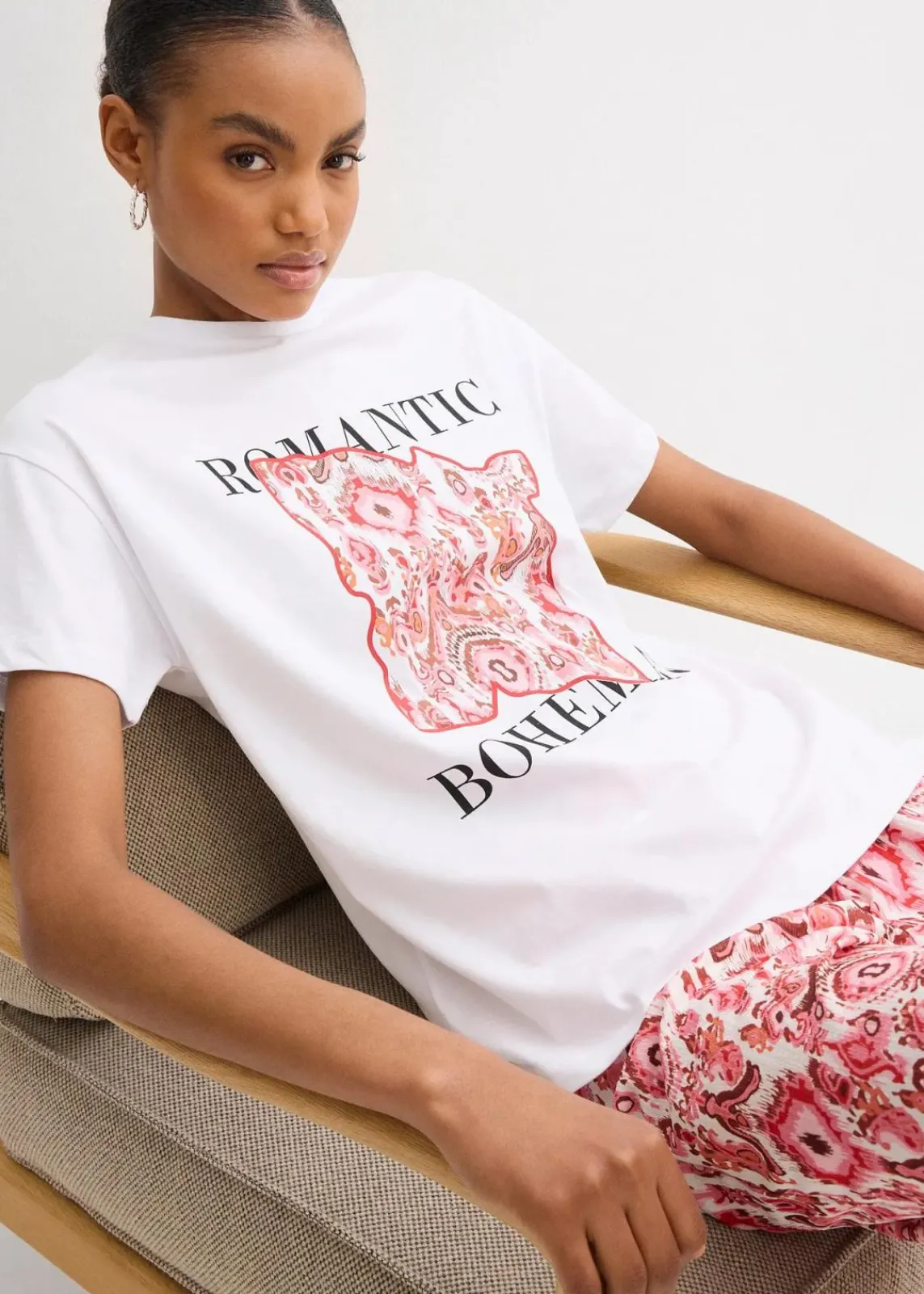bonprix Shirts & Tops^T-Shirt aus reiner Baumwolle weiß/rot bedruckt