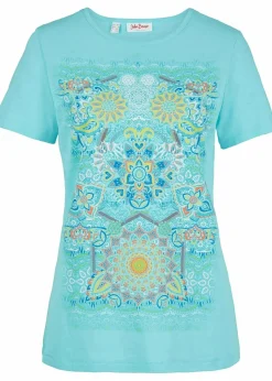 bonprix Shirts & Tops|Nachhaltigere Materialien^T-Shirt aus reiner Baumwolle mattaqua bedruckt