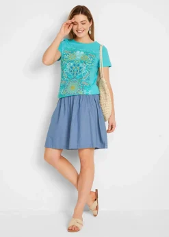 bonprix Shirts & Tops|Nachhaltigere Materialien^T-Shirt aus reiner Baumwolle mattaqua bedruckt