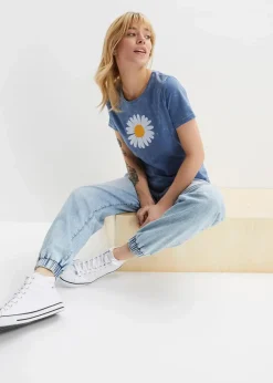 bonprix Nachhaltigere Materialien|Shirts & Tops^T-Shirt aus reiner Bio-Baumwolle jeansblau washed