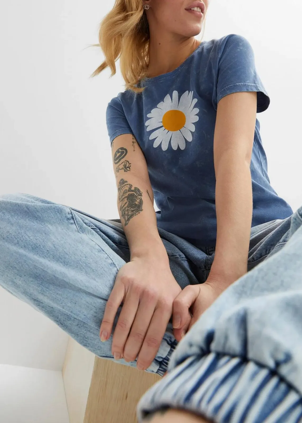 bonprix Nachhaltigere Materialien|Shirts & Tops^T-Shirt aus reiner Bio-Baumwolle jeansblau washed