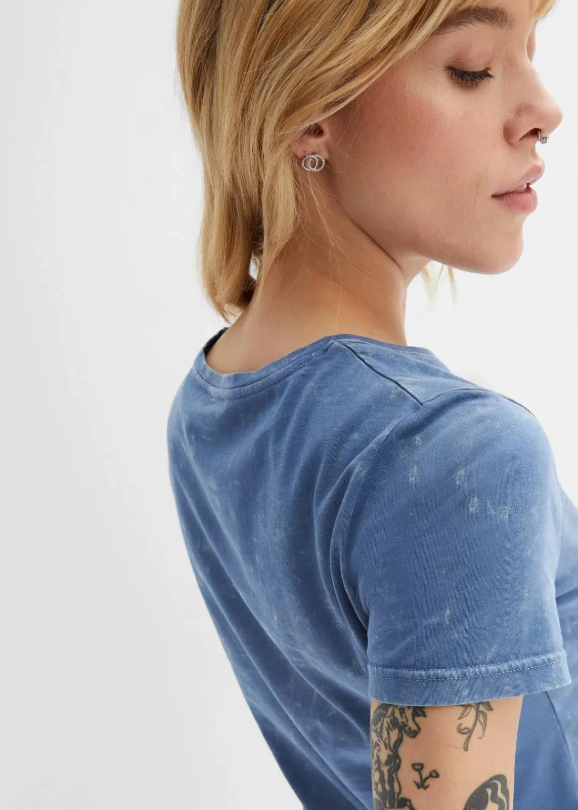 bonprix Nachhaltigere Materialien|Shirts & Tops^T-Shirt aus reiner Bio-Baumwolle jeansblau washed