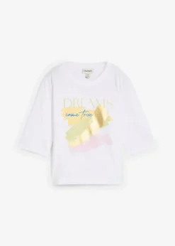 bonprix Shirts & Tops|Nachhaltigere Materialien^T-Shirt aus reiner Bio-Baumwolle weiß graphisch bedruckt